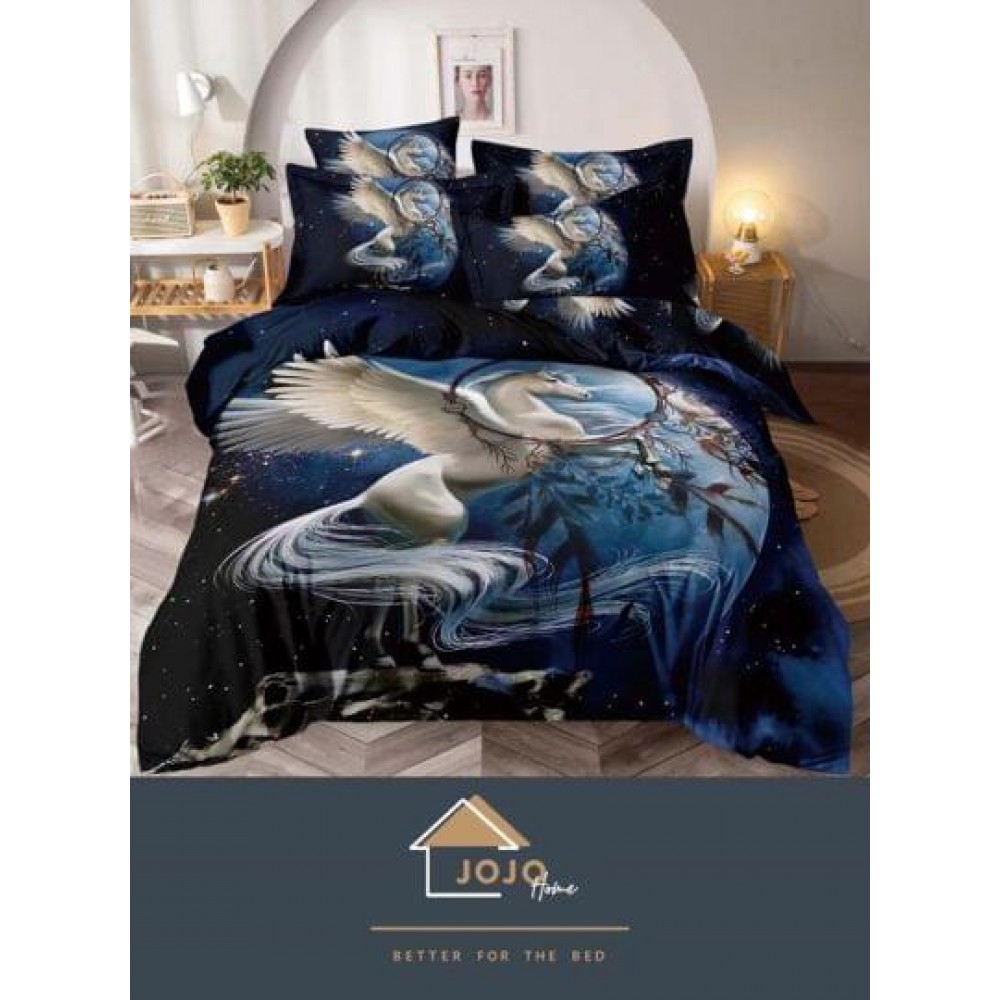 Lenjerie pat dublu, Bumbac Finet Superior, 6 Piese, Bumbac Finet, 3D, J21 LENJERII DIN FINET 6 PIESE 3D