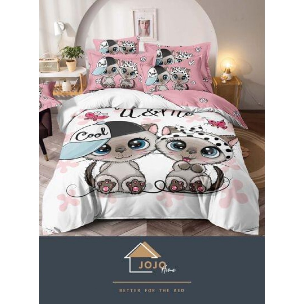 Lenjerie pat dublu, Bumbac Finet Superior, 6 Piese, Bumbac Finet, 3D, J28 LENJERII DIN FINET 6 PIESE 3D