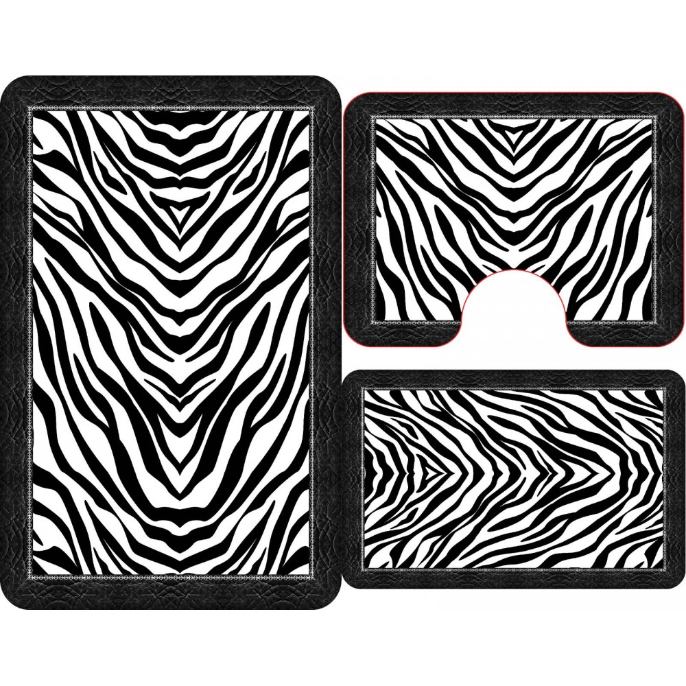 Covoare Pentru Baie, 3 Piese, Antiderapante , model fluturi zebra alb negru SET 3 PIESE BAIE