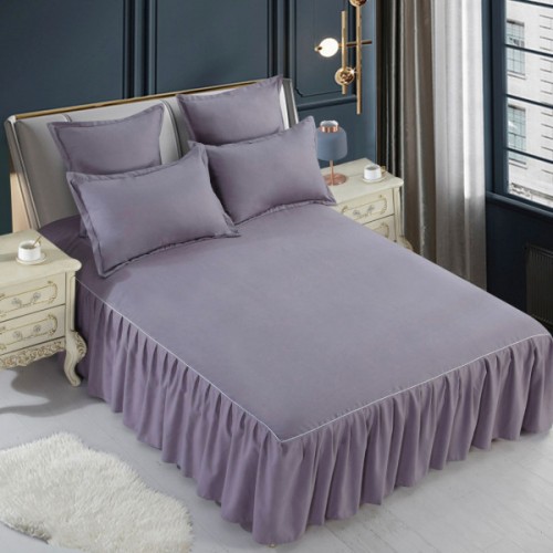 Set Lenjerie de Pat cu Volan, Uni, Finet Gros, Gri Inchis, FNVJ-02