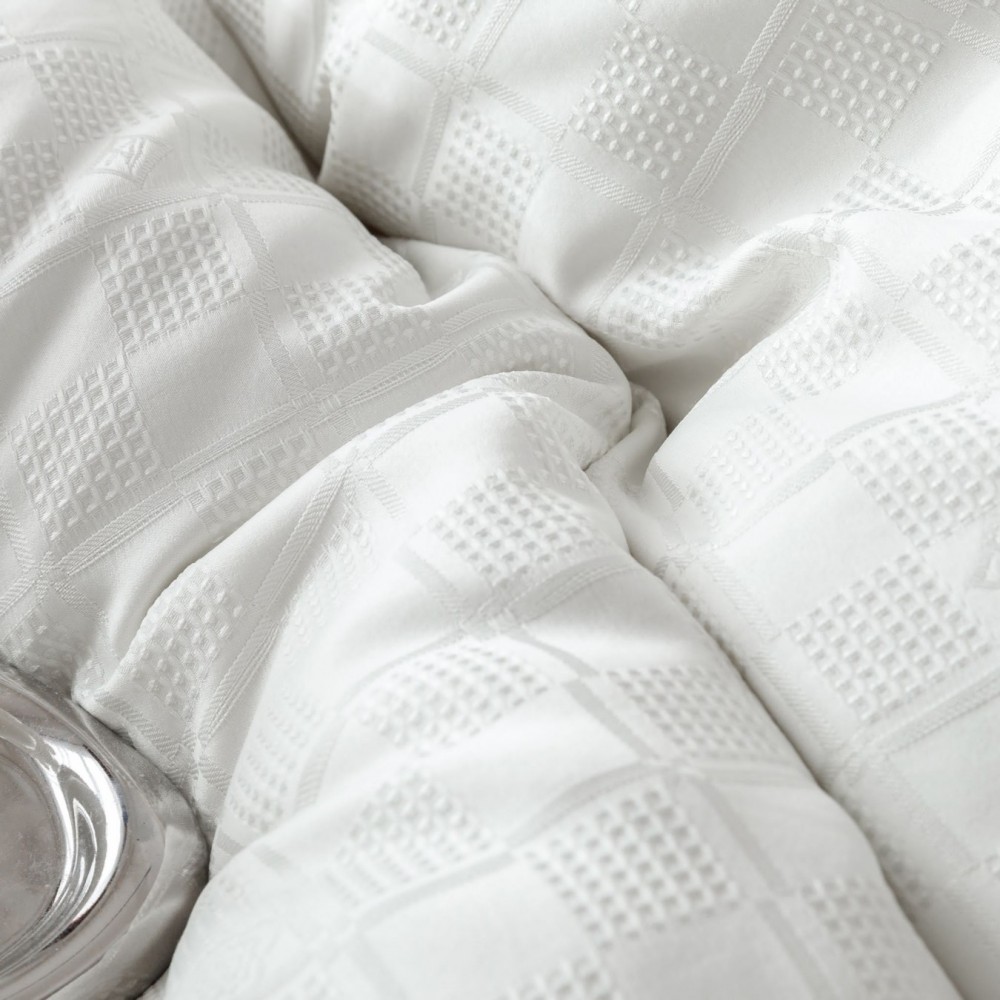 Lenjerie pat dublu, JACQUARD FINETAT, 6 piese, Jojo Home, Alb