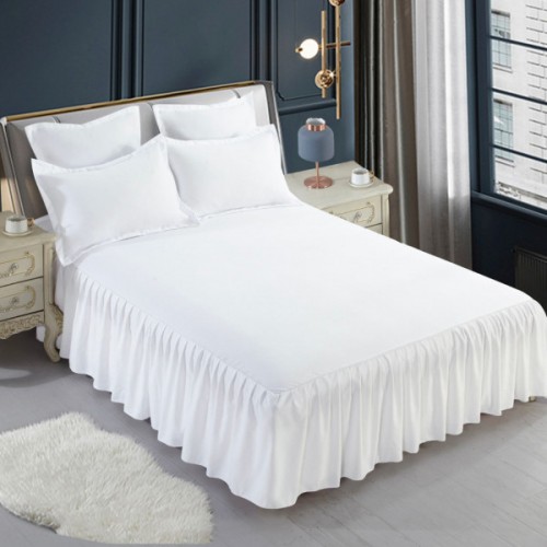 Set Lenjerie de Pat cu Volan, Uni, Finet Gros, Alb, FNVJ-01