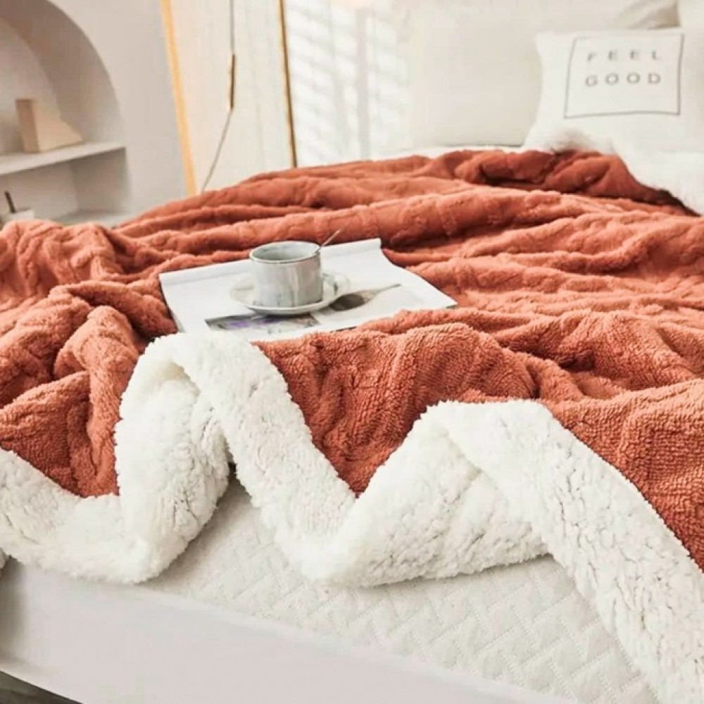 Patura CoCoLiNo tip Tricotaj cu blanita, 200x230cm, Jojo Home, Somon PATURI CU BLANITA TIP TRICOTAJ