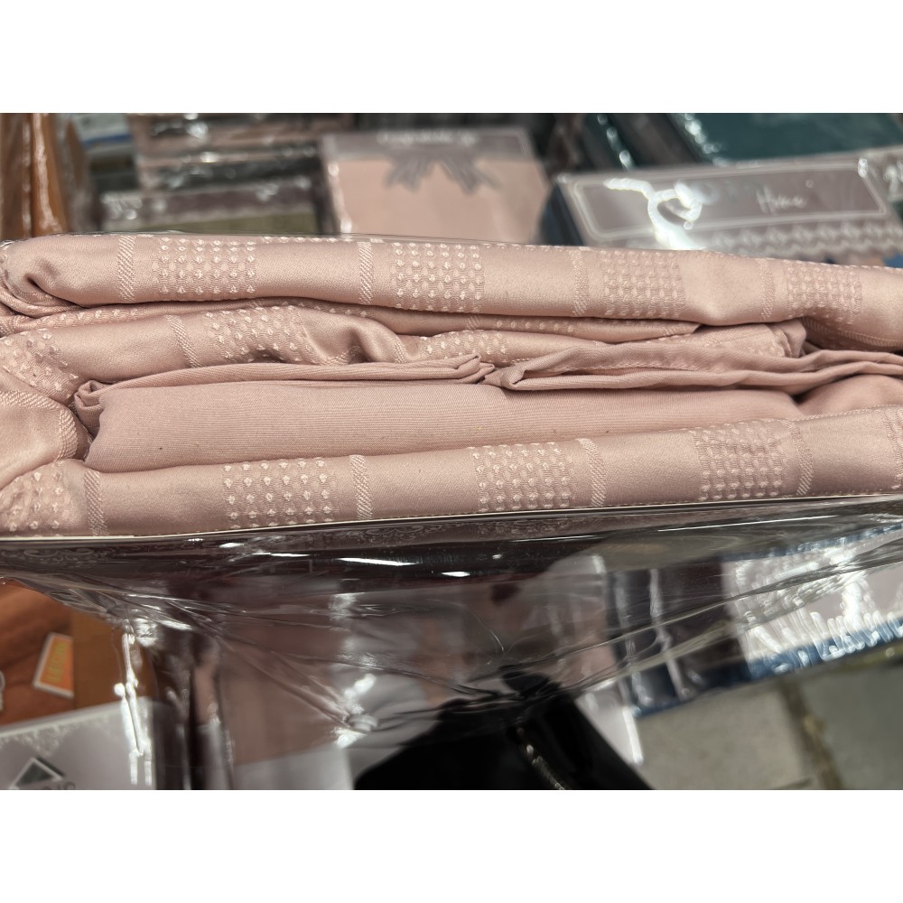 Lenjerie pat dublu, JACQUARD FINETAT, 6 piese, Jojo Home, Crem Lenjerii JACQUARD finetat