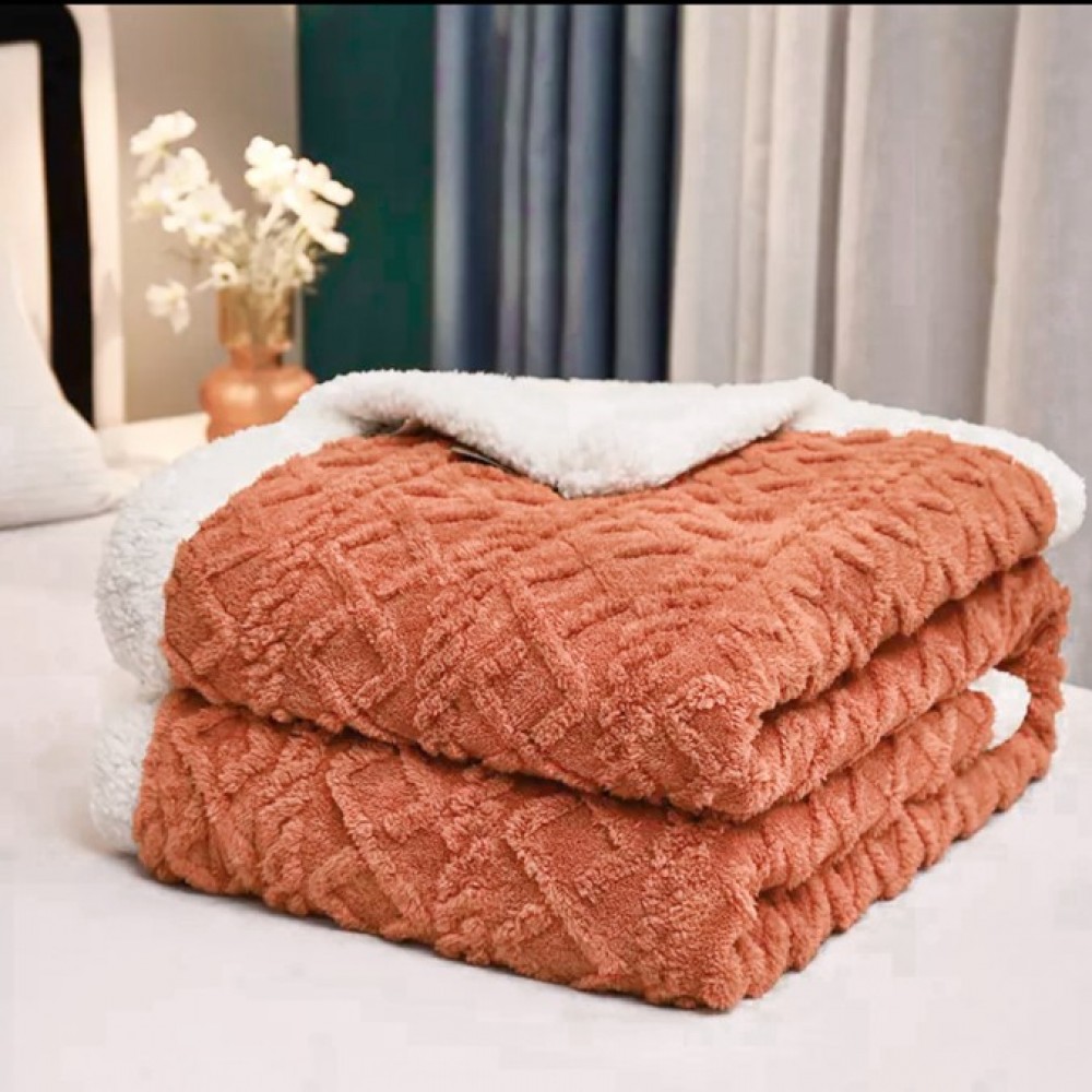 Patura CoCoLiNo tip Tricotaj cu blanita, 200x230cm, Jojo Home, Somon PATURI CU BLANITA TIP TRICOTAJ