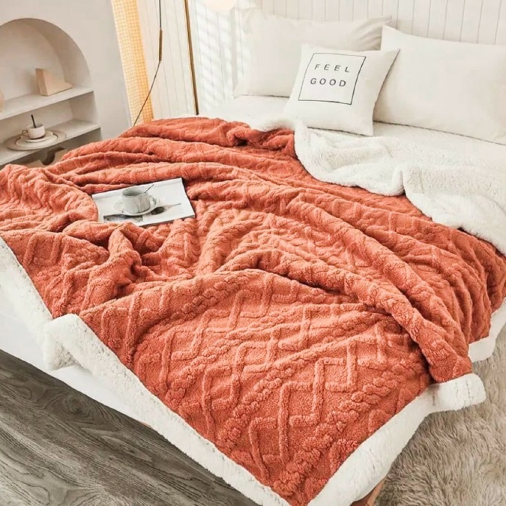 Patura CoCoLiNo tip Tricotaj cu blanita, 200x230cm, Jojo Home, Somon PATURI CU BLANITA TIP TRICOTAJ