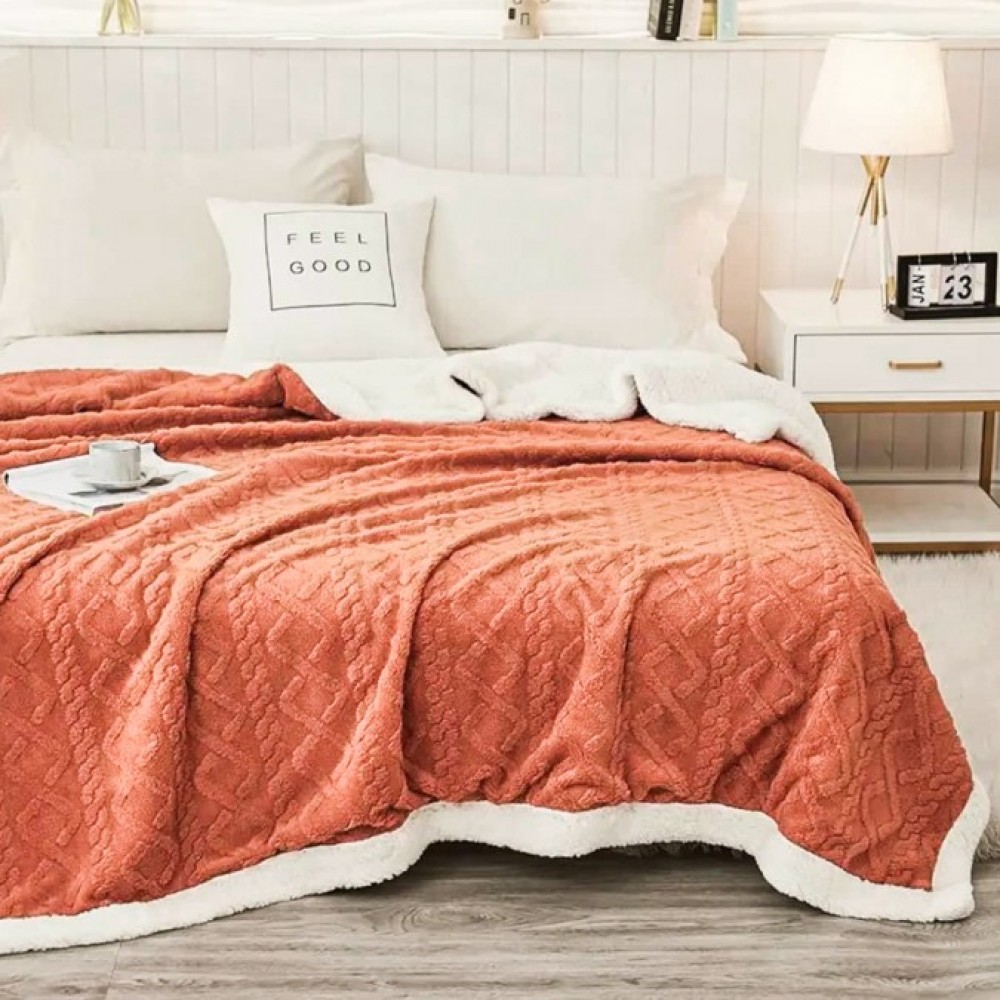 Patura CoCoLiNo tip Tricotaj cu blanita, 200x230cm, Jojo Home, Somon PATURI CU BLANITA TIP TRICOTAJ