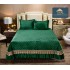 Cuvertura pat dublu, 3 piese, Catifea Matlasata cu Broderie Aurie, 230x250cm, Jojo Home,VERDE, JOCV10
