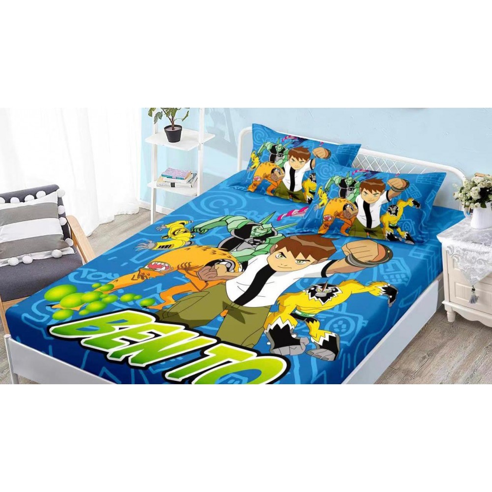 Set husa de pat dublu cu elastic si 2 fete de perna MM18 HUSE SALTEA COPII 160-180  X 200