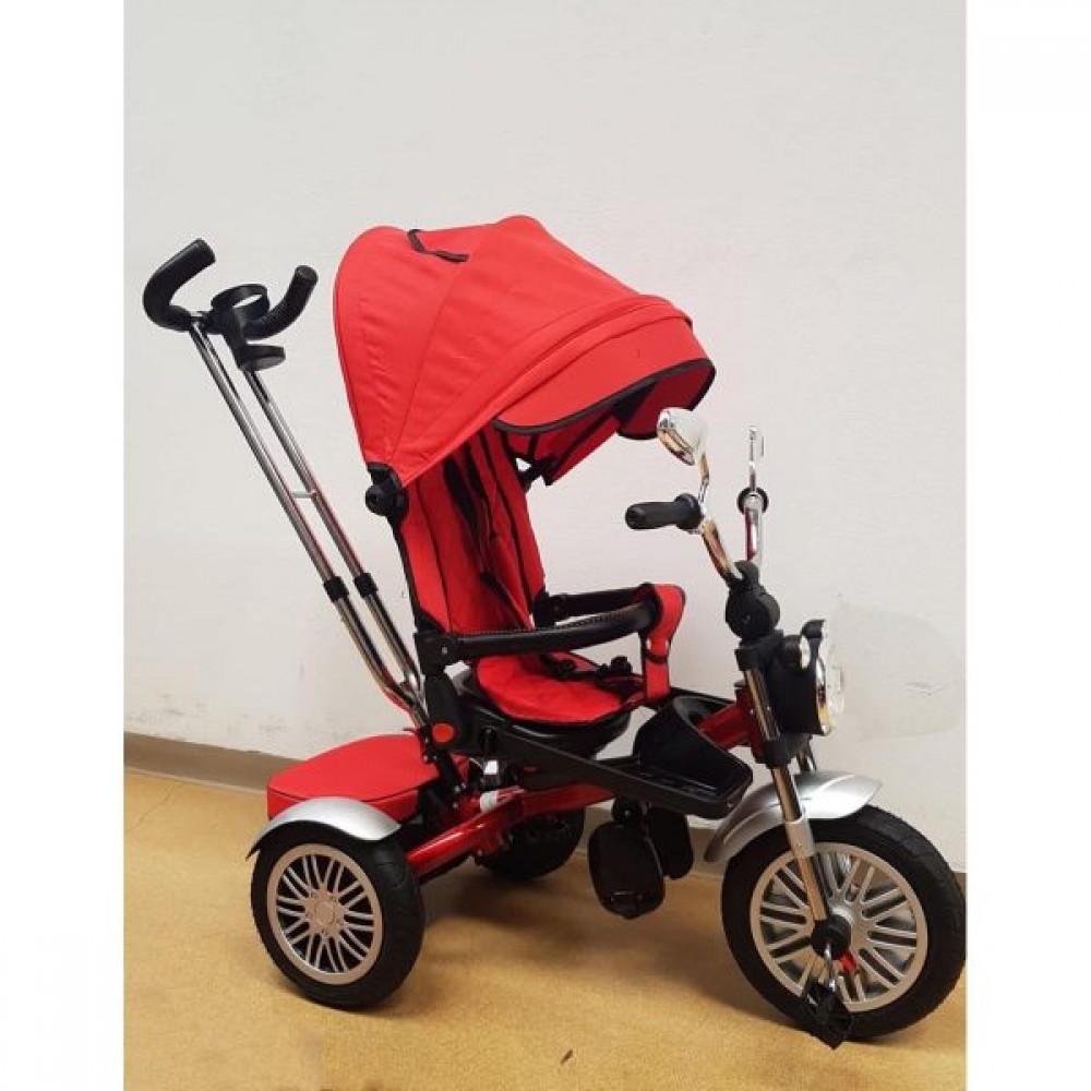 TRICICLETA COPII SCAUN RABATABIL 5199,MUZICA,ROTI CAUCIUC,ROSU TRICICLETE
