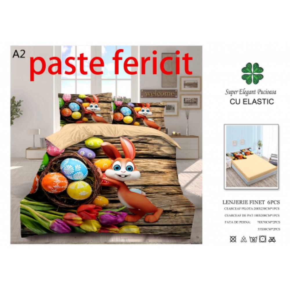 Lenjerie finet 6 piese PASTE iepurasi A2 Lenjerii finet PASTE iepurasi