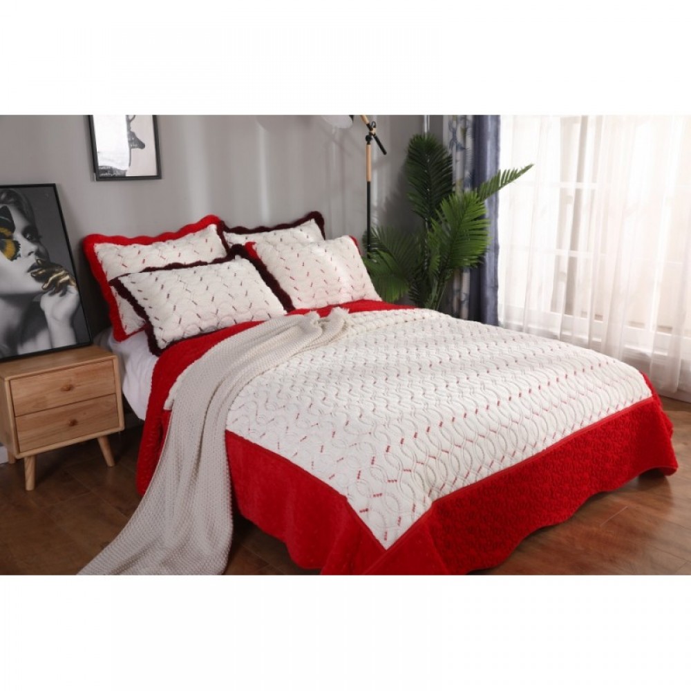 Cuvertura CATIFEA Lux, Pat Dublu, 3 Piese, Cod CC-2020-05 Cuverturi catifea
