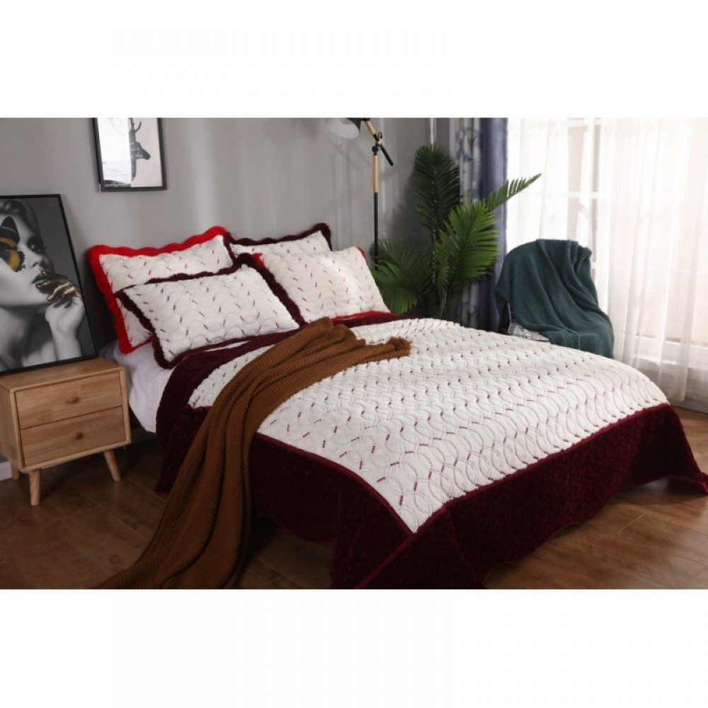 Cuvertura CATIFEA Lux, Pat Dublu, 3 Piese, Cod CC-2020-09 Cuverturi catifea