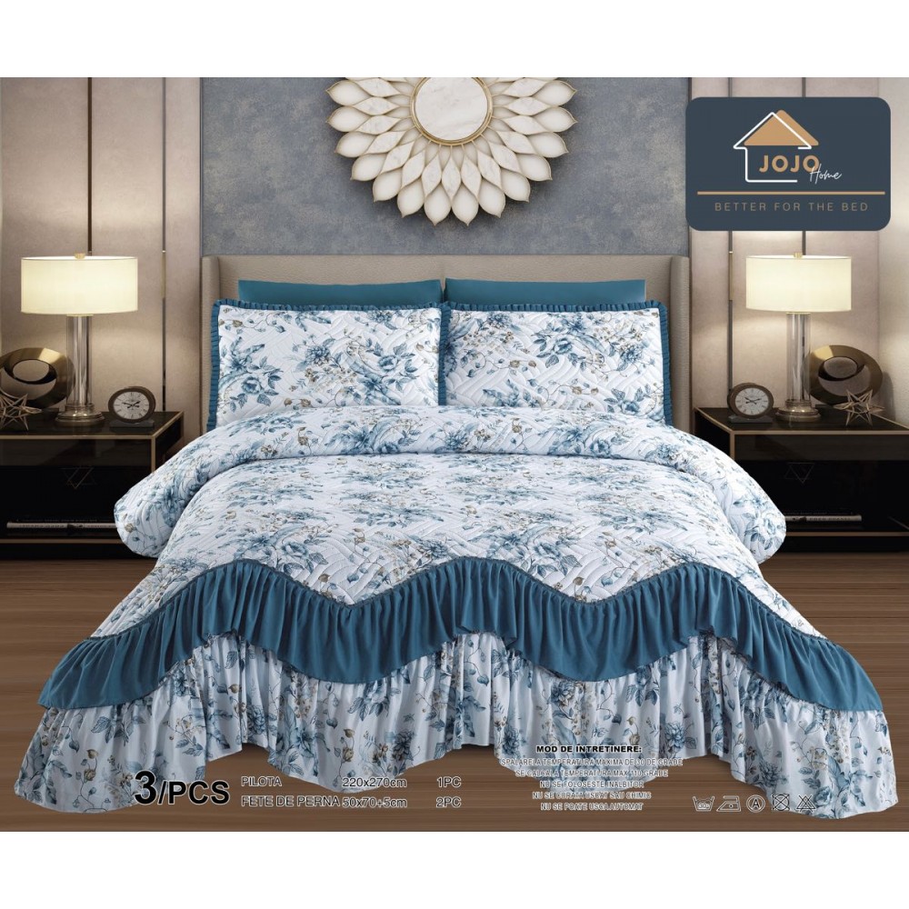 Cuvertura de LUX din bumbac cu dantelă Cod: CVJ11 CUVERTURI DE LUX CU VOLANE DIN DANTELA