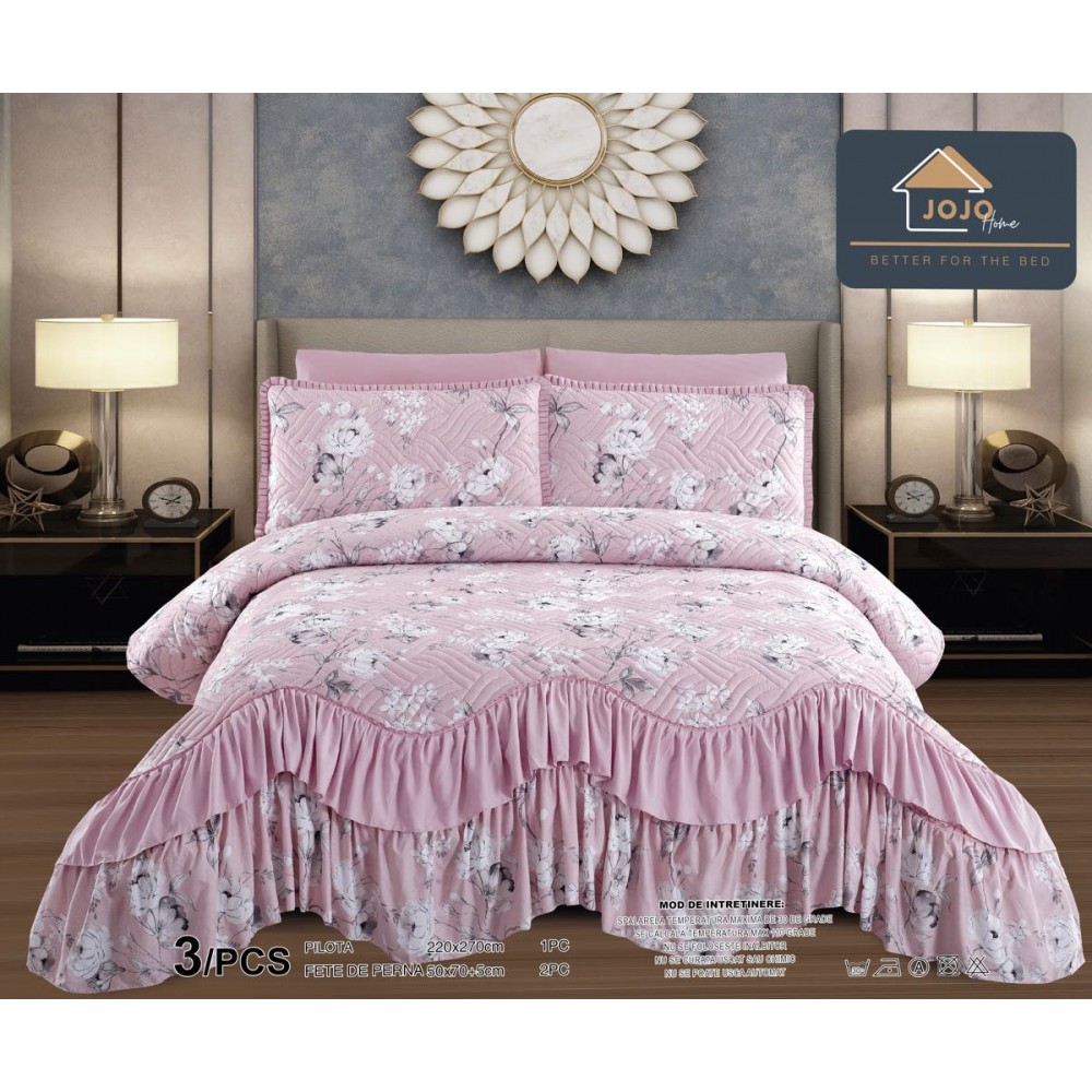 Cuvertura de LUX din bumbac cu dantelă Cod: CVJ12 CUVERTURI DE LUX CU VOLANE DIN DANTELA