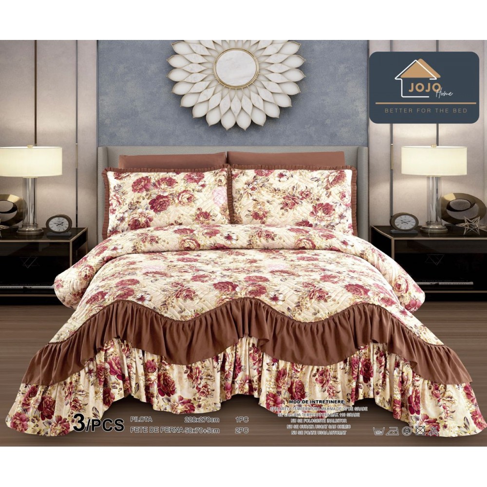 Cuvertura de LUX din bumbac cu dantelă Cod: CVJ15 CUVERTURI DE LUX CU VOLANE DIN DANTELA