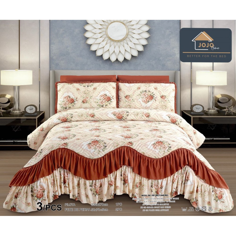 Cuvertura de LUX din bumbac cu dantelă Cod: CVJ16 CUVERTURI DE LUX CU VOLANE DIN DANTELA