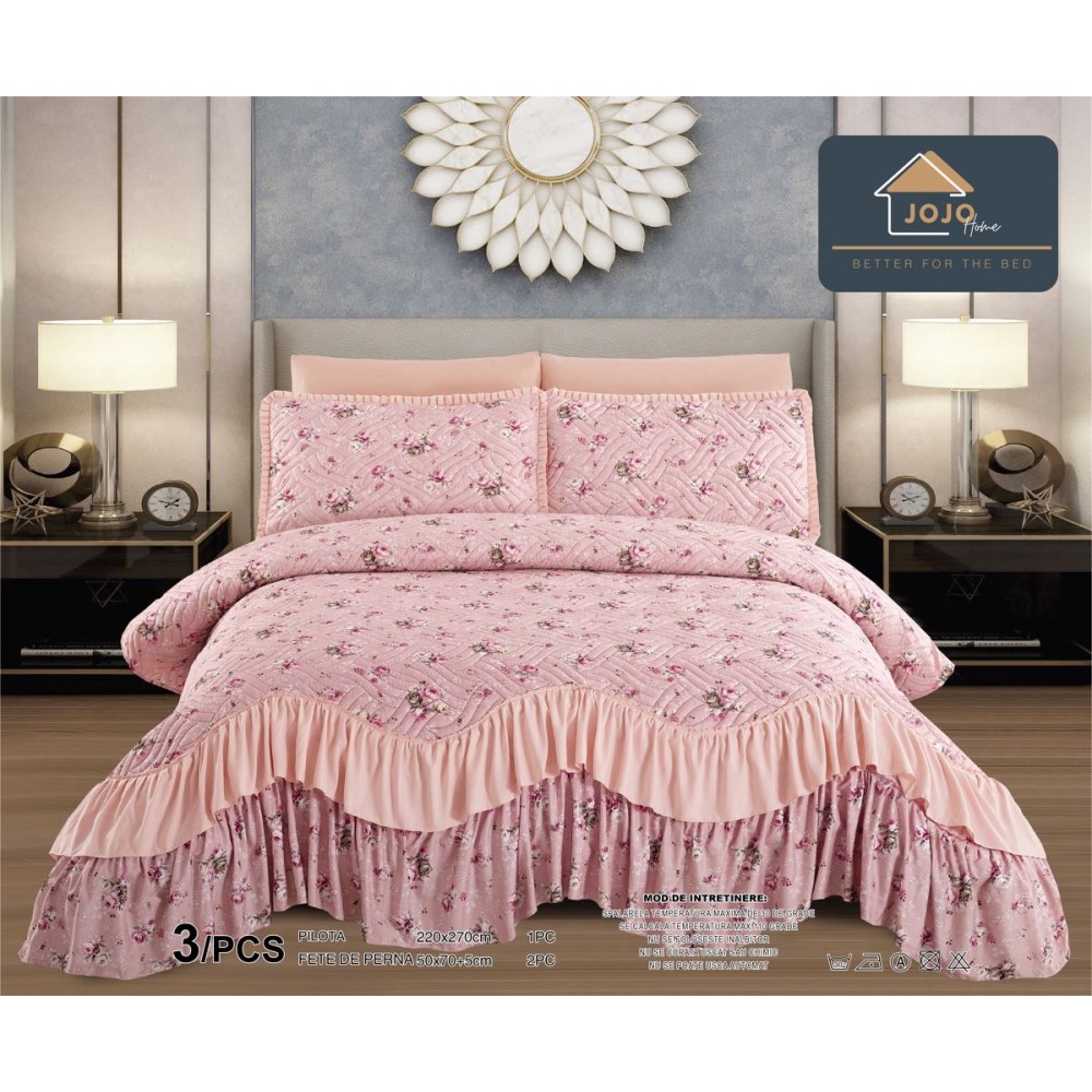 Cuvertura de LUX din bumbac cu dantelă Cod: CVJ18 CUVERTURI DE LUX CU VOLANE DIN DANTELA