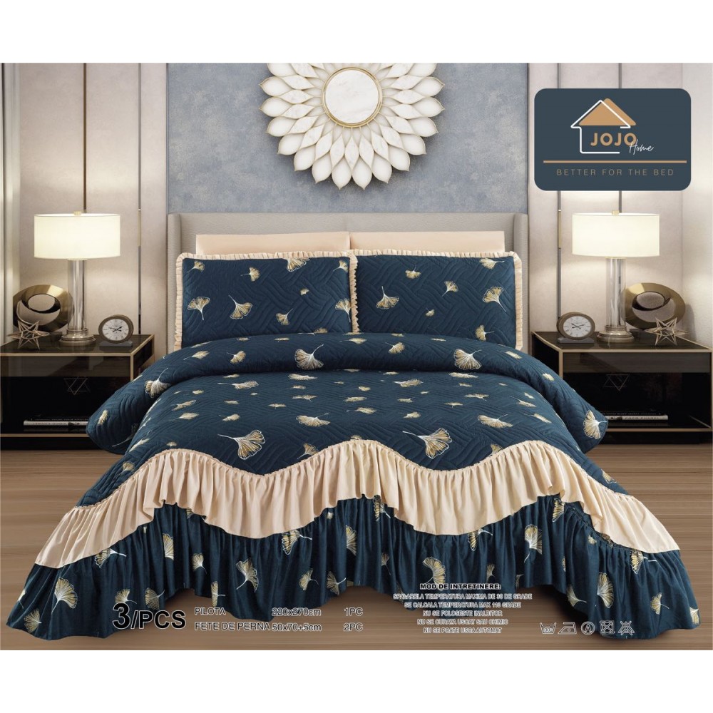 Cuvertura de LUX din bumbac cu dantelă Cod: CVJ24 CUVERTURI DE LUX CU VOLANE DIN DANTELA