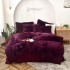 Lenjerie pat super pufoasa COCOLINO Fluffy 6 piese cu ELASTIC, Mov-Inchis