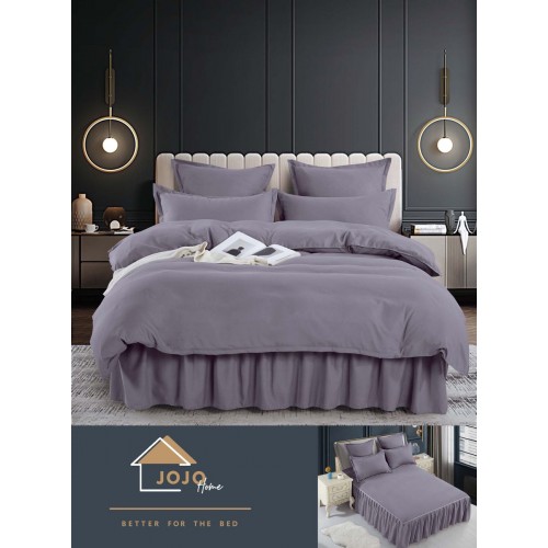 Set Lenjerie de Pat cu Volan, Uni, Finet Gros, Gri Inchis, FNVJ-02
