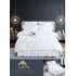 Set Lenjerie de Pat cu Volan, Uni, Finet Gros, Alb, FNVJ-01