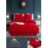 Set Lenjerie de Pat cu Volan, Uni, Finet Gros, ROSU, FNVJ-06