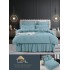 Set Lenjerie de Pat cu Volan, Uni, Finet Gros, BLEU, FNVJ-07