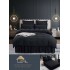 Set Lenjerie de Pat cu Volan, Uni, Finet Gros, NEGRU, FNVJ-08