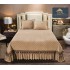 Cuvertura pat dublu, 3 piese, Catifea Matlasata cu Broderie Aurie, 230x250cm, Jojo Home, BEJ, JOCV4