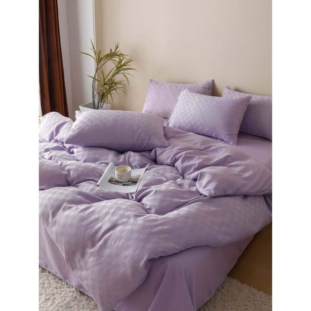 Lenjerie pat dublu, JACQUARD FINETAT, 6 piese, Jojo Home, Lila Lenjerii JACQUARD finetat