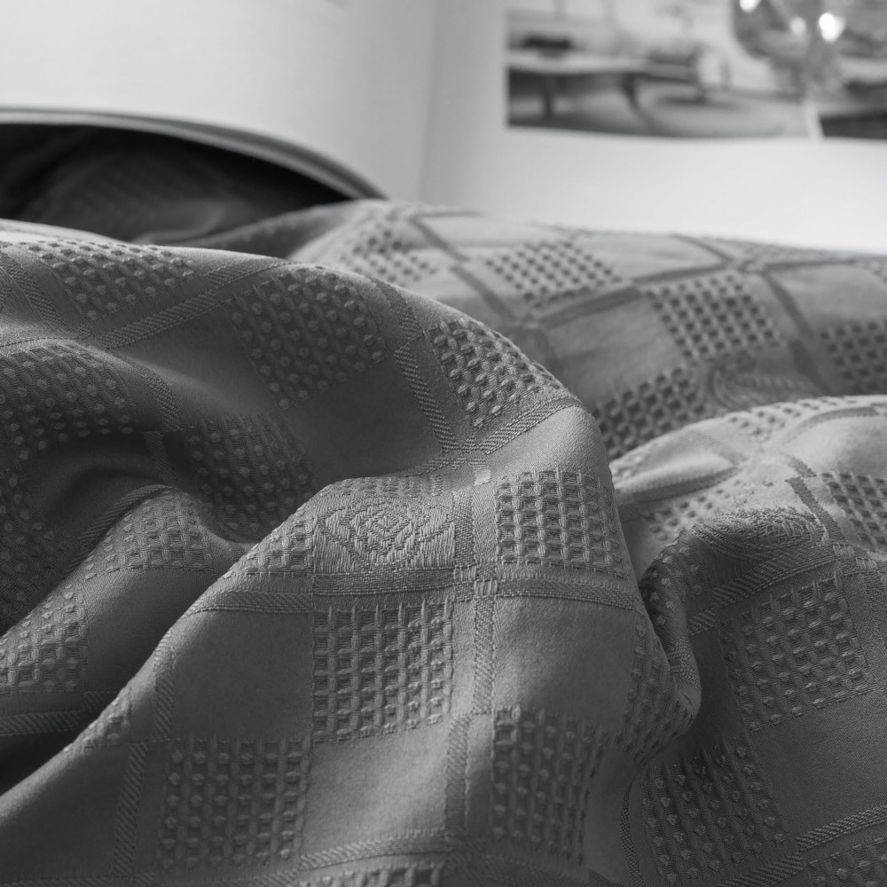 Lenjerie pat dublu, JACQUARD FINETAT, 6 piese, Jojo Home, Gri inchis Lenjerii JACQUARD finetat