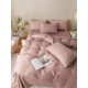 Lenjerie pat dublu, JACQUARD FINETAT, 6 piese, Jojo Home, Roz pudra Lenjerii JACQUARD finetat