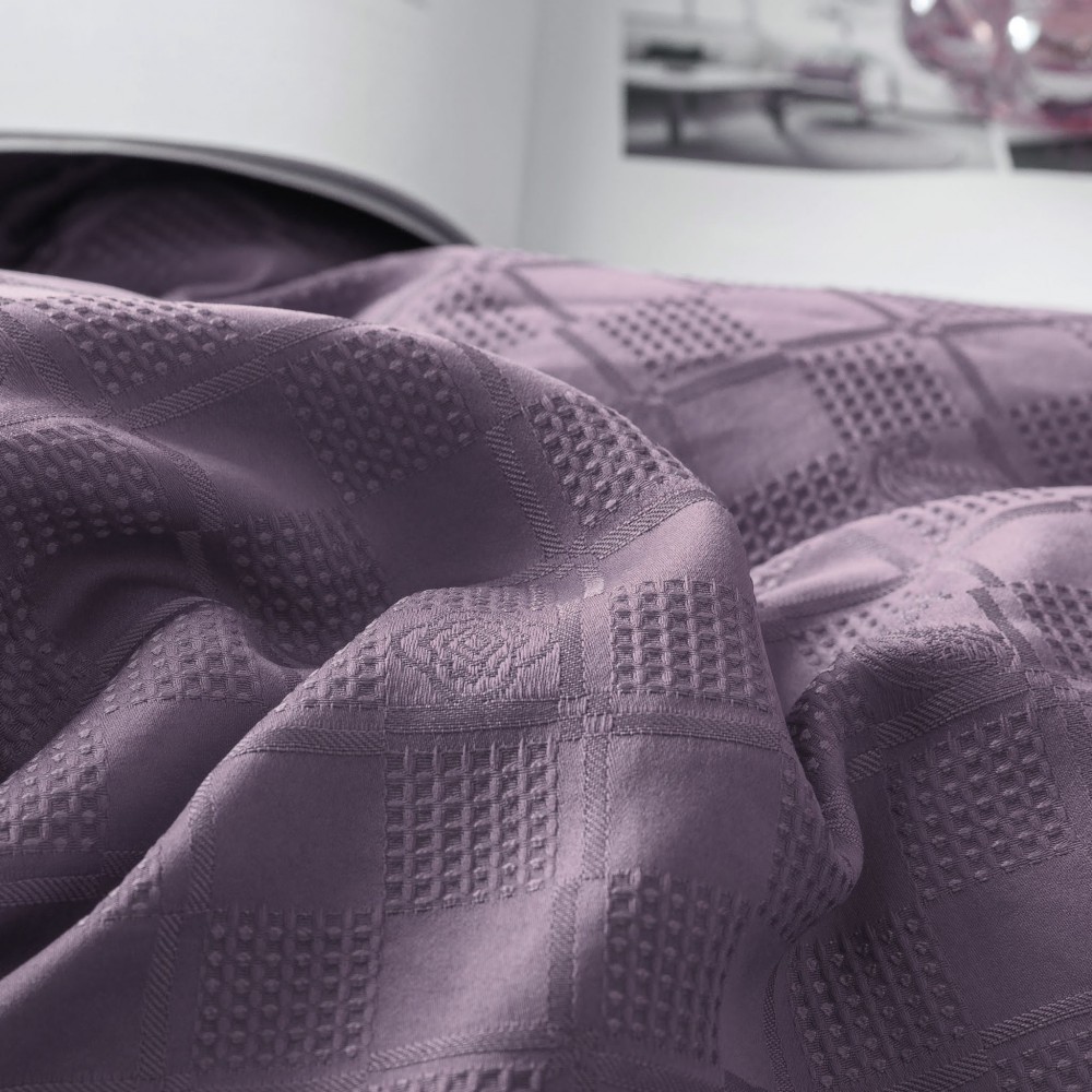 Lenjerie pat dublu, JACQUARD FINETAT, 6 piese, Jojo Home, Mov Lenjerii JACQUARD finetat