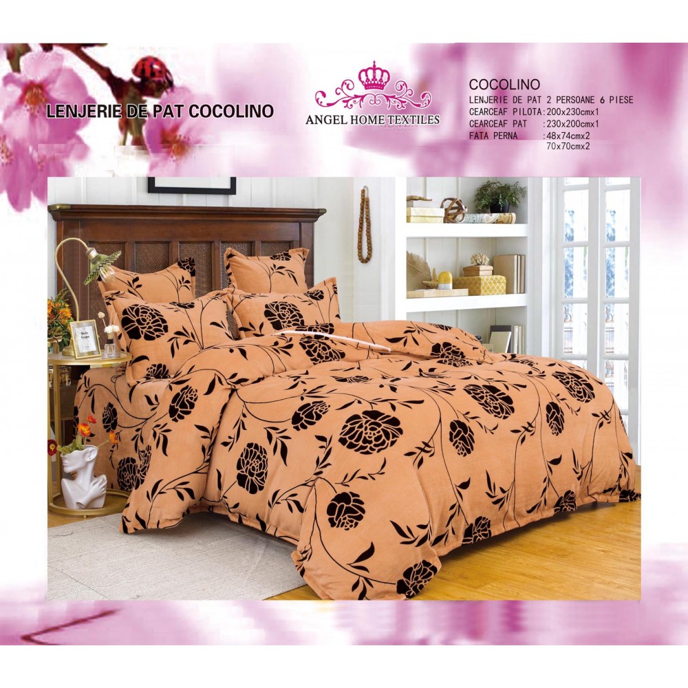 LENJERIE PUFOASA COCOLINO CU 6 PIESE PENTRU PAT DUBLU LC-83 Lenjerii cocolino 6 piese