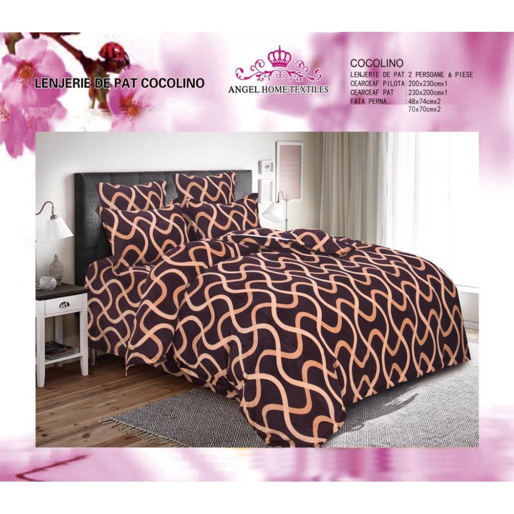 LENJERIE PUFOASA COCOLINO CU 6 PIESE PENTRU PAT DUBLU LC-88 Lenjerii cocolino 6 piese