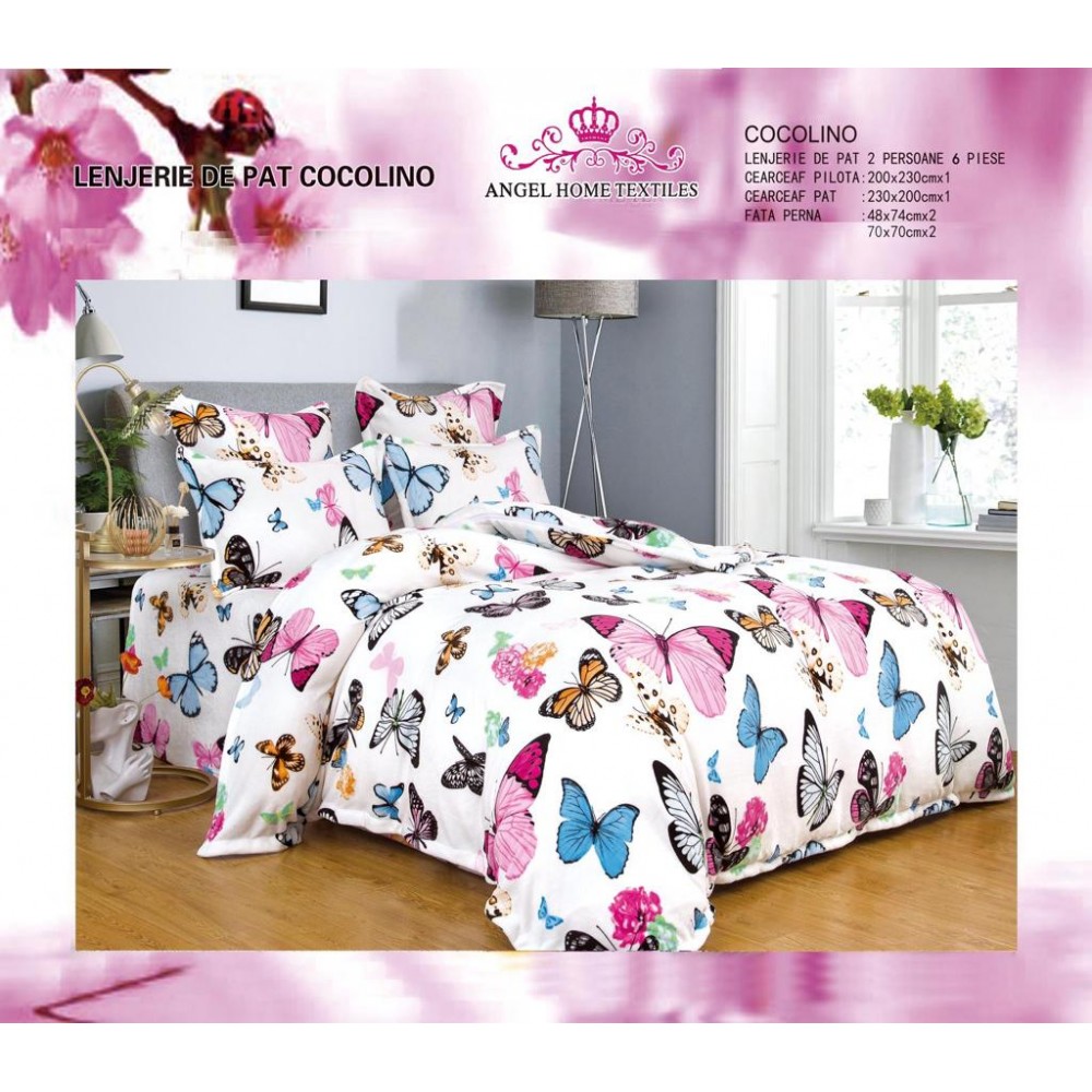 LENJERIE PUFOASA COCOLINO CU 6 PIESE PENTRU PAT DUBLU LC-89 Lenjerii cocolino 6 piese