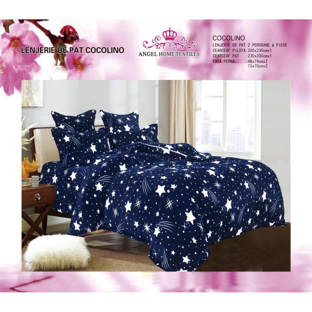 LENJERIE PUFOASA COCOLINO CU 6 PIESE PENTRU PAT DUBLU LC-90 Lenjerii cocolino 6 piese
