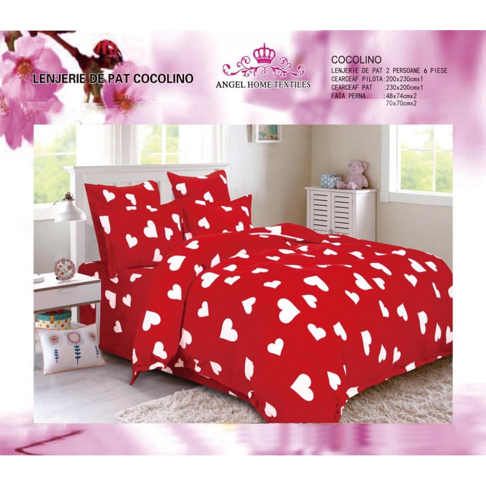 LENJERIE PUFOASA COCOLINO CU 6 PIESE PENTRU PAT DUBLU LC-91 Lenjerii cocolino 6 piese
