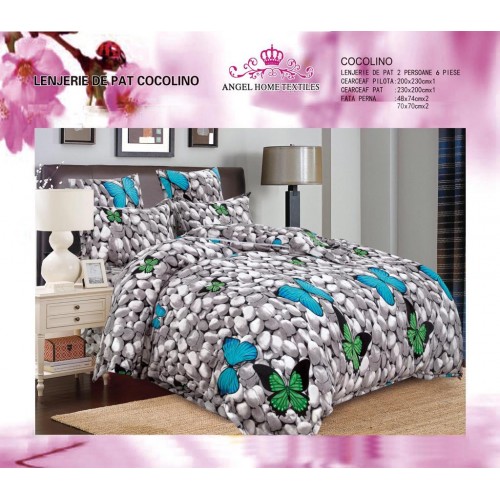  LENJERIE PUFOASA COCOLINO CU 6 PIESE PENTRU PAT DUBLU LC-96