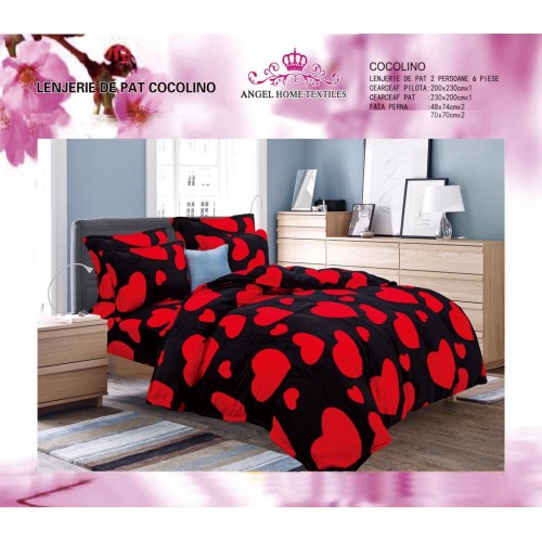  LENJERIE PUFOASA COCOLINO CU 6 PIESE PENTRU PAT DUBLU LC-98