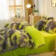 Lenjerie De Pat Pufoasa FLUFFY - Gri & Verde LENJERII COCOLINO FLUFFY