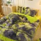 Lenjerie De Pat Pufoasa FLUFFY - Gri & Verde LENJERII COCOLINO FLUFFY