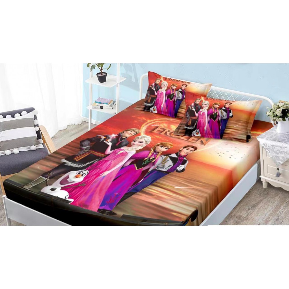 Set husa de pat dublu cu elastic si 2 fete de perna MM13 HUSE SALTEA COPII 160-180  X 200
