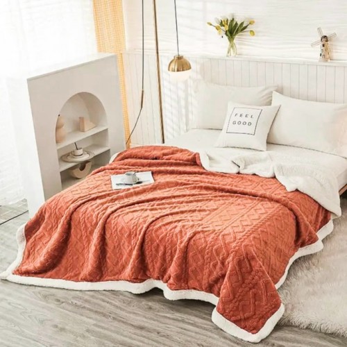 Patura CoCoLiNo tip Tricotaj cu blanita, 200x230cm, Jojo Home, Somon