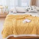 Patura CoCoLiNo tip Tricotaj cu blanita, 200x230cm, Jojo Home, Galben PATURI CU BLANITA TIP TRICOTAJ