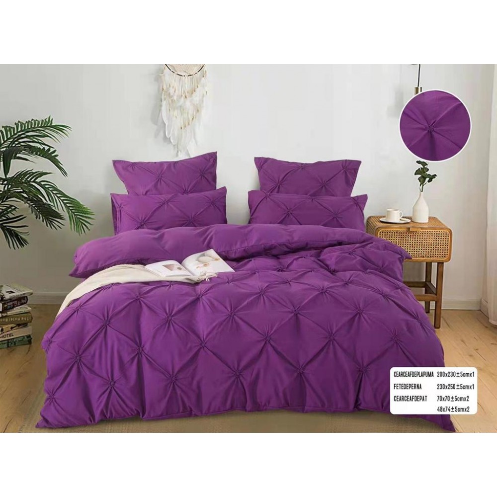 Lenjerie Pat Simpla, Bumbac Finet Premium, UNI, J18 Lenjerii finet 6 piese uni pliuri 3d