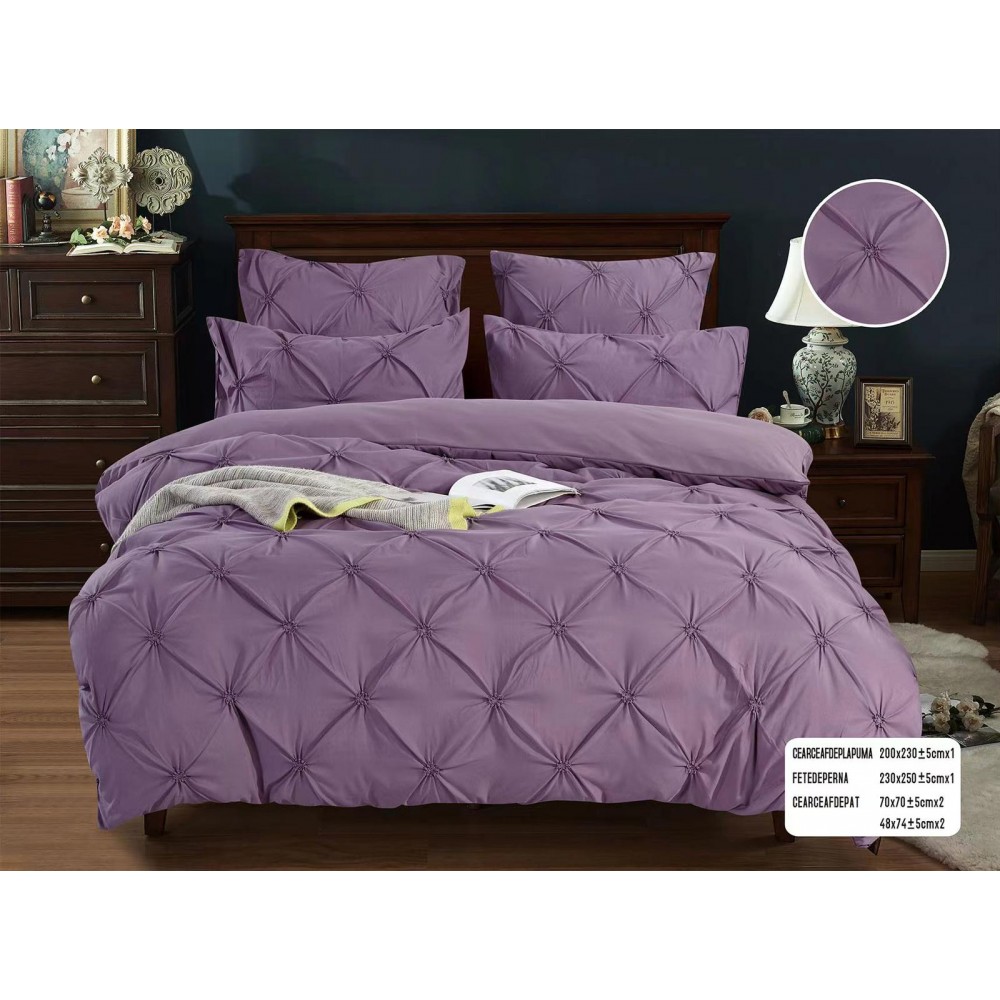 Lenjerie Pat Simpla, Bumbac Finet Premium, UNI, J29 Lenjerii finet 6 piese uni pliuri 3d